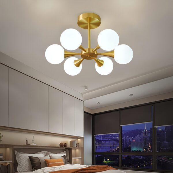 Suspension lustre boule laiton