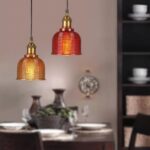 Suspension vintage verre et laiton vintage – Image 2