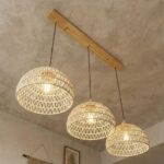 Suspension luminaire 3 lampes rotin tressé naturel – Image 2