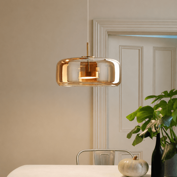 Suspension verre fumé ambre champagne