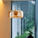 Suspension verre fumé ambre champagne – Image 3