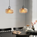 Suspension vintage orange verre fumé – Image 8
