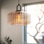 Suspension vintage orange verre fumé – Image 2