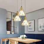 Suspension cuisine 3 lampes métal pyramide design – Image 4