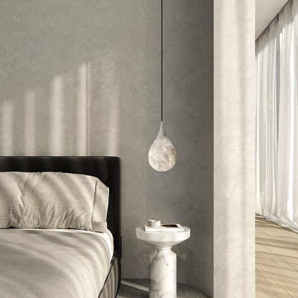 Suspension marbre goutte blanche