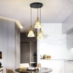 Suspension cuisine 3 lampes métal pyramide design – Image 5