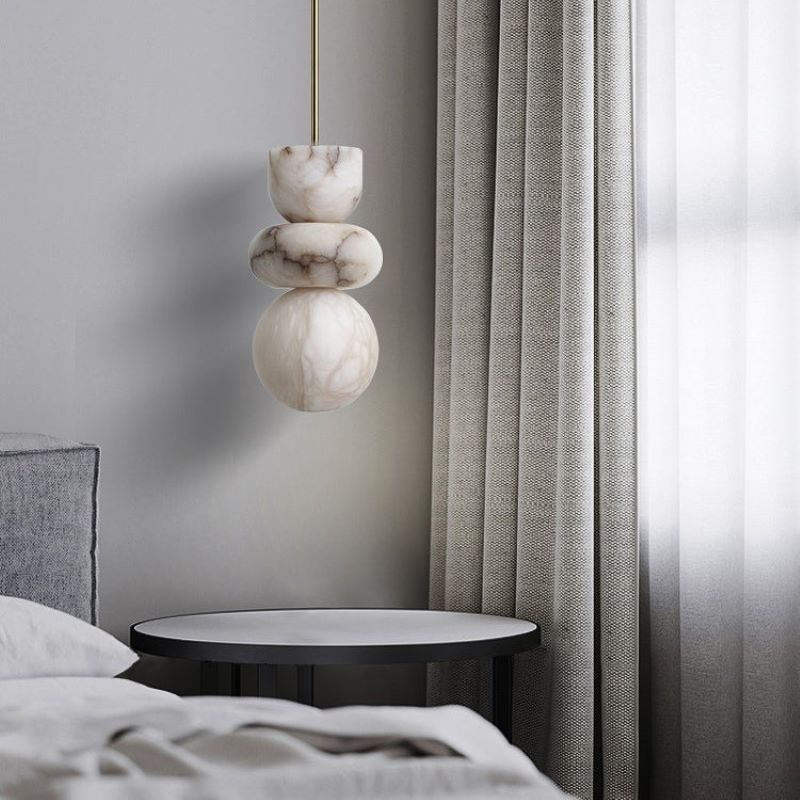 Alabaster_Totem_Pendant_Lamp_5 Suspension marbre formes empilées – Image 1