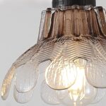 Suspension 3 lampes vert fumé vintage – Image 2