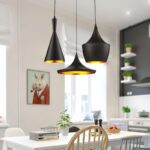 Suspension 3 lampes noir design doré – Image 2