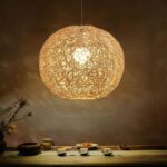 Suspension boule en rotin tressé