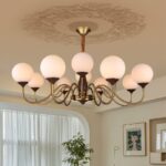 Lampe suspension art déco bois métal – Image 2