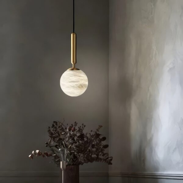 Suspension laiton globe marbre