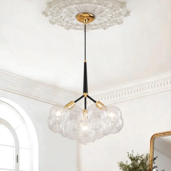 Suspension boules multiples verre luxe