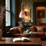 Suspension fleur rose vintage