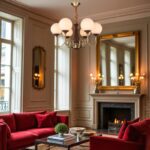 Lampe suspension art déco bois métal – Image 4