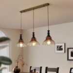 Suspension 3 lampes vert fumé vintage – Image 3
