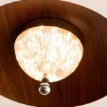 Suspension 3 lampes bois noyer – Image 2