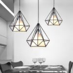 Suspension cuisine 3 lampes métal pyramide design – Image 2