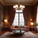 Lampe suspension art déco bois métal – Image 6