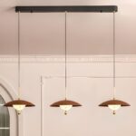 Suspension 3 lampes bois noyer