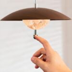 Suspension 3 lampes bois noyer – Image 5