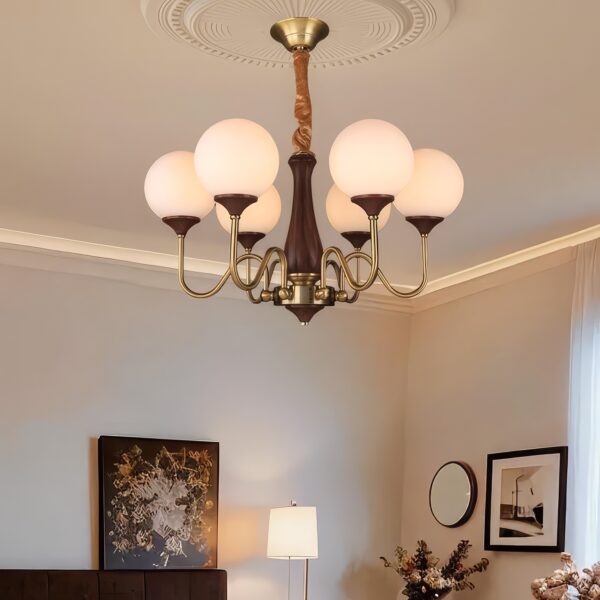 Lampe suspension art déco bois métal