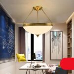 Plafonnier suspension art deco doré – Image 3