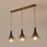 Suspension 3 lampes vert fumé vintage – Image 5