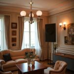 Lampe suspension art déco bois métal – Image 3