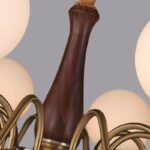 Lampe suspension art déco bois métal – Image 9