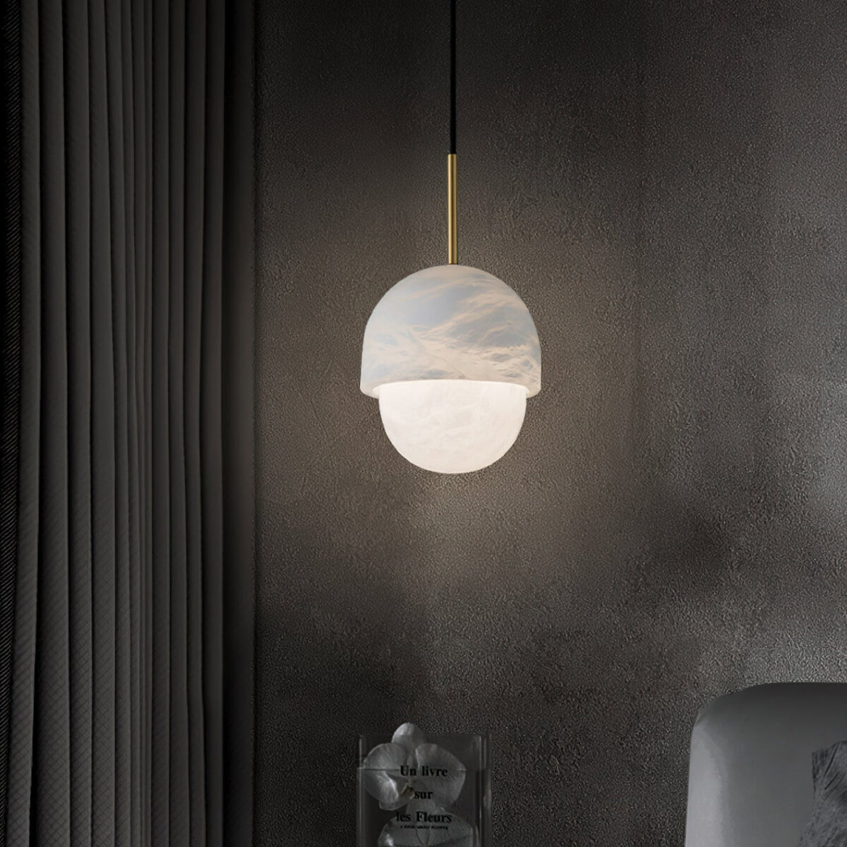 Suspension marbre dôme blanc – Image 1