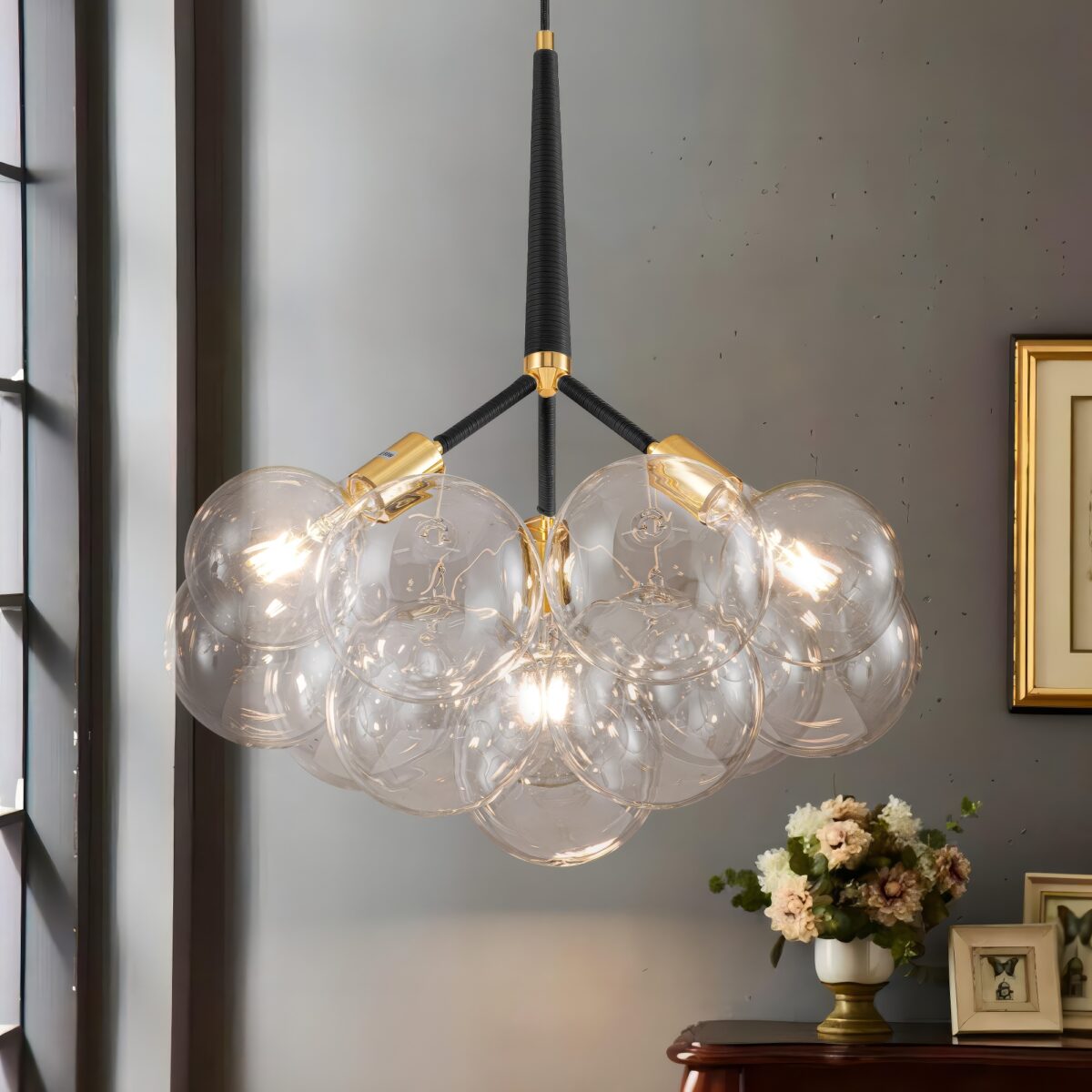 Suspension boules multiples verre luxe – Image 2