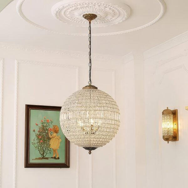Suspension boule cristal luxe