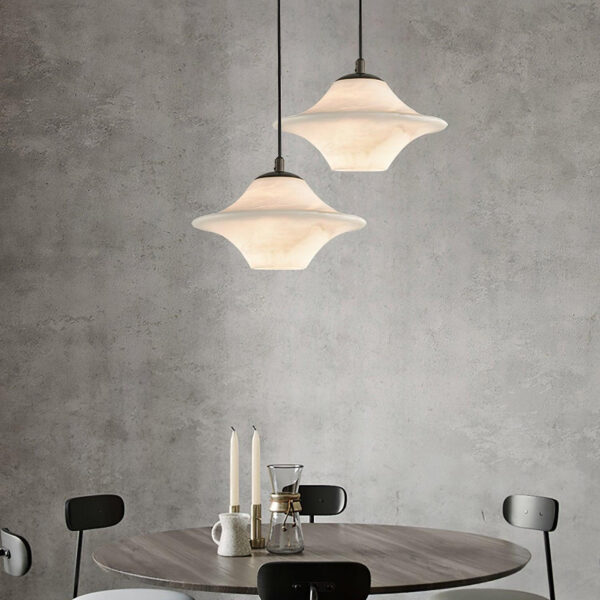 Suspension marbre soucoupe blanche
