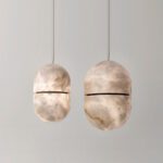 Suspension marbre ovale beige – Image 2
