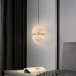 Suspension marbre ovale beige – Image 6