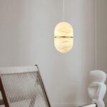 Suspension marbre ovale beige – Image 3