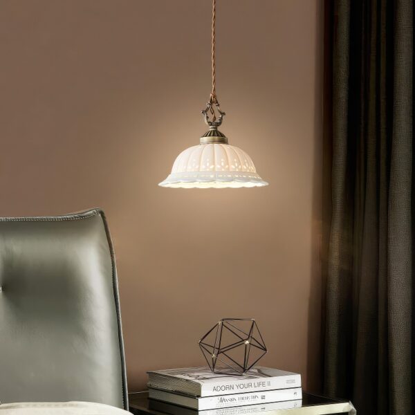 Suspension blanche céramique vintage design