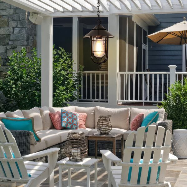 Suspension lanterne noir extérieure