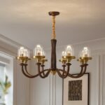 Ancienne suspension art deco bois – Image 2