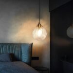 Suspension boule verre striée motifs feuille – Image 2