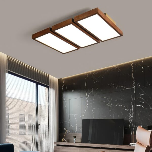 Plafonnier LED rectangulaire bois massif