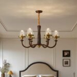 Ancienne suspension art deco bois – Image 3