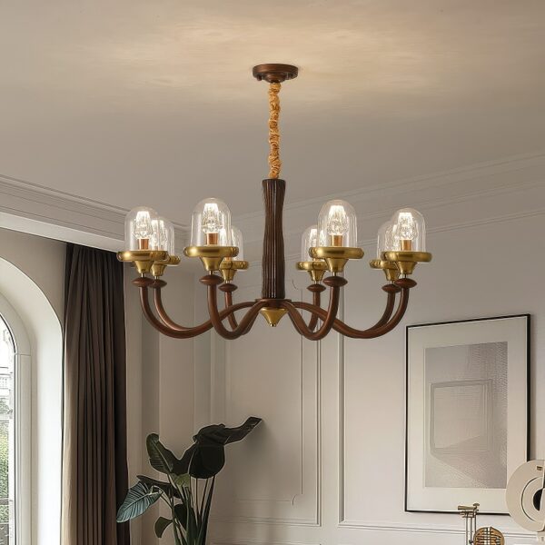 Ancienne suspension art deco bois