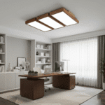 Plafonnier LED rectangulaire bois massif – Image 2