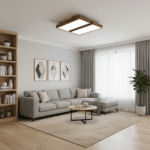 Plafonnier LED rectangulaire bois massif – Image 4