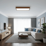 Plafonnier LED rectangulaire bois massif – Image 7