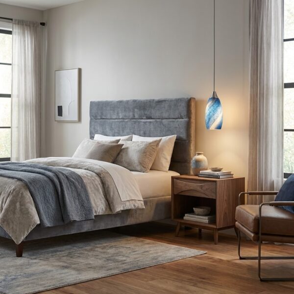 Petite suspension marbre bleu