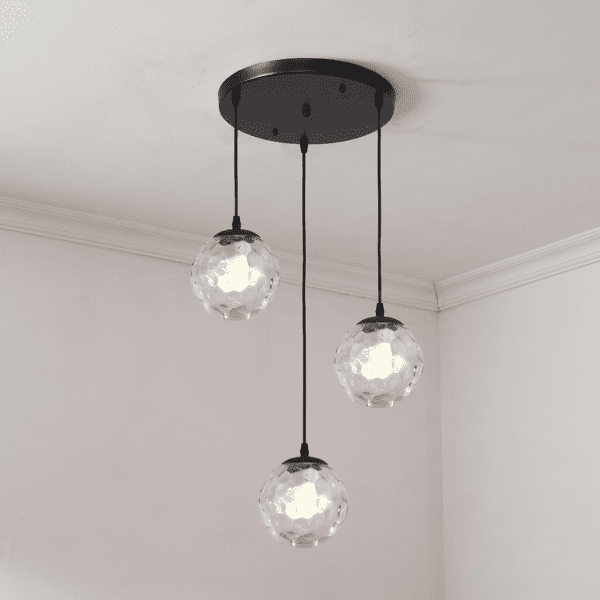 Suspension 3 boules verre transparent