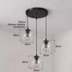 Suspension 3 boules verre transparent – Image 4